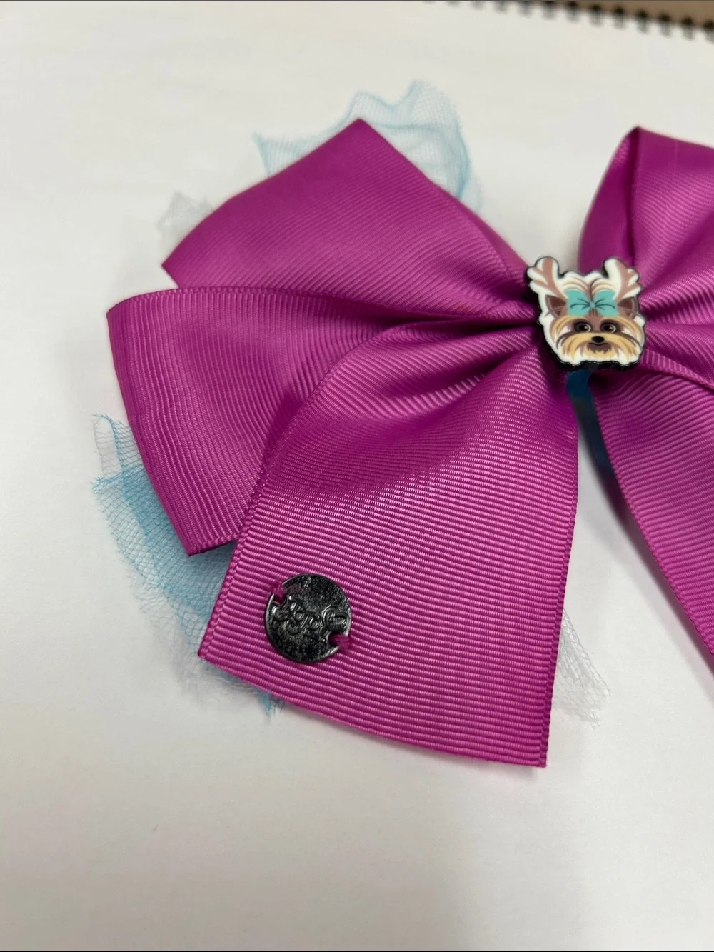 JoJo Siwa Bright Pink Grosgrain Bow Hair Clip with Puppy Charm